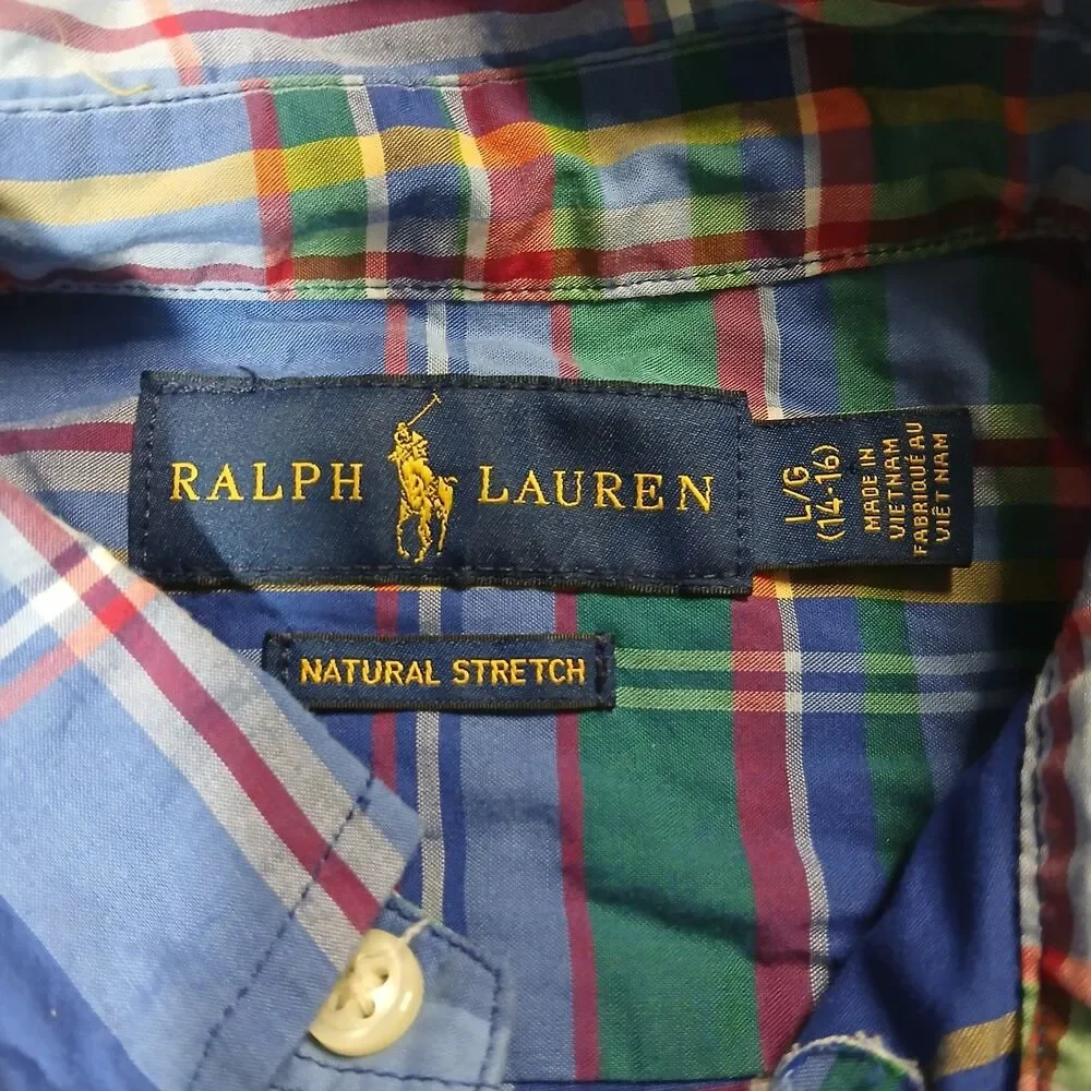 Ralph Lauren boys Multicolor Button-Down Long Sleeve Shirt Size L 14-16